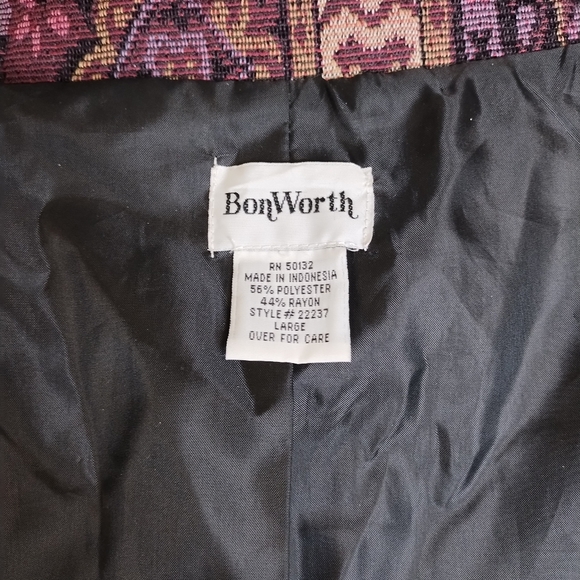 Bonworth Jewel Tone Purple Abstract Tapestry Jacket Vintage Boho Sz L - Picture 6 of 9